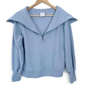Varley Light Blue Zip-Front Sailor Collar Sweater